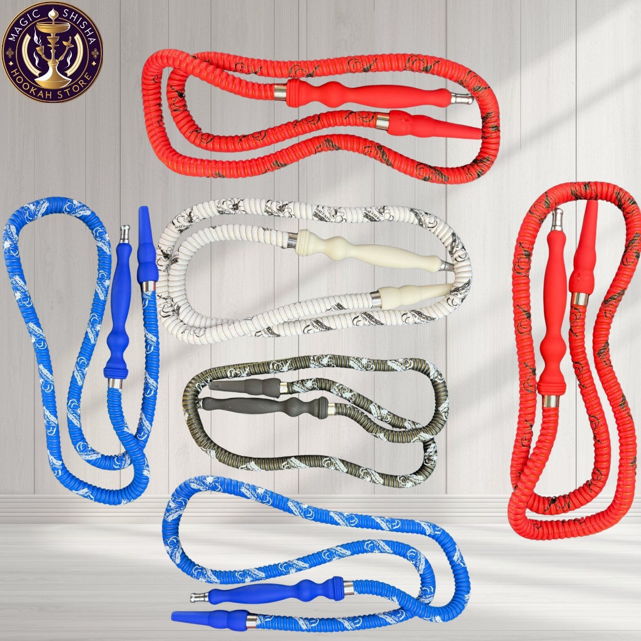 New 1.5m Aluminum Alloy Shisha Pipe with Washable Rubber Handle