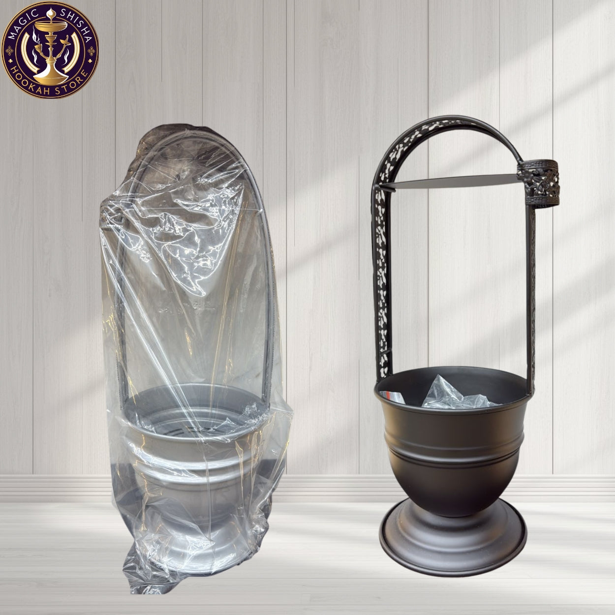 Hookah charcoal holder with, high-quality basket with a side holder for tongs